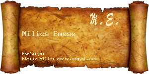 Milics Emese névjegykártya